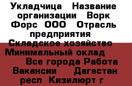 Укладчица › Название организации ­ Ворк Форс, ООО › Отрасль предприятия ­ Складское хозяйство › Минимальный оклад ­ 30 000 - Все города Работа » Вакансии   . Дагестан респ.,Кизилюрт г.